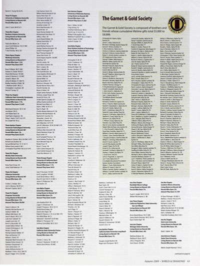 The Garnet & Gold Society, Autumn 2009